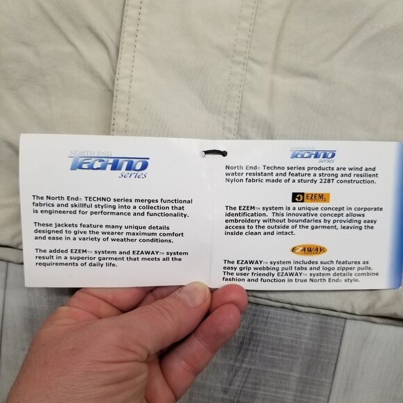 ✅North End TECHNO EZEM System Jacket Mens XL Tan Embroidered IR Logo Windbreaker - Picture 3 of 11